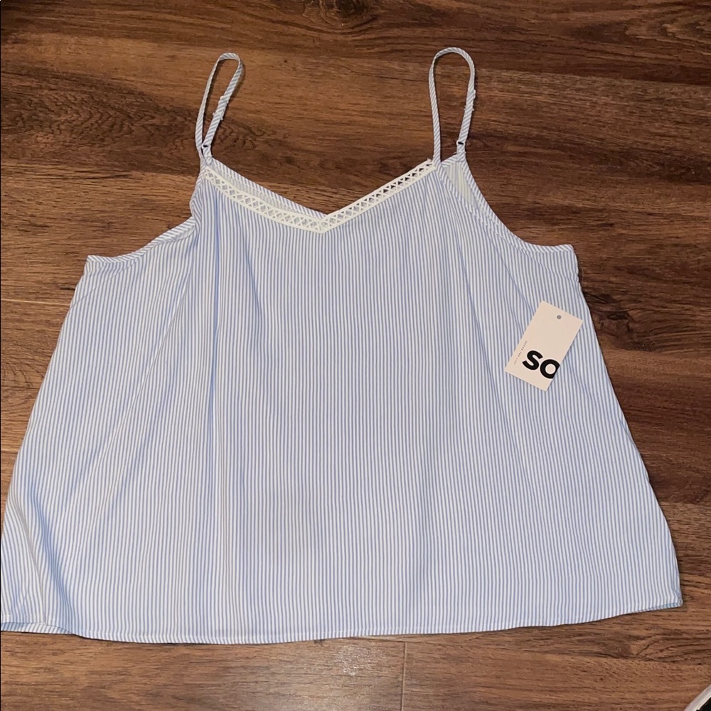 SO Women's Blouse in Light Blue and White Stripes